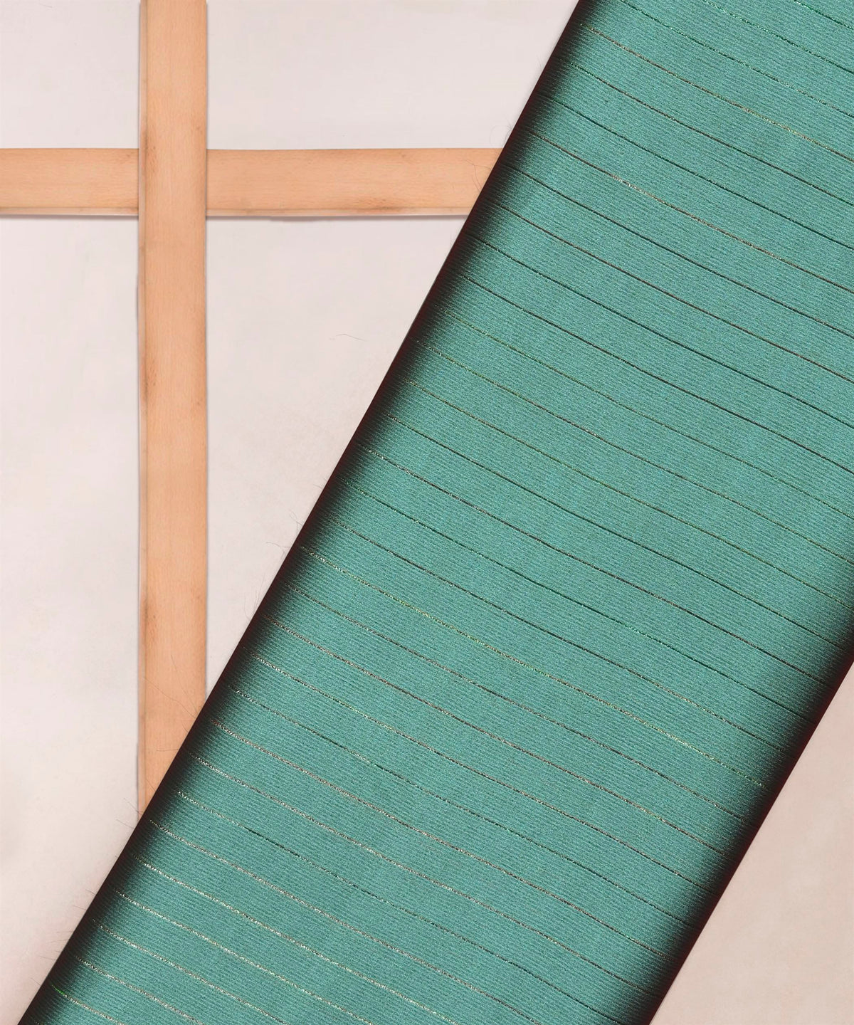 Shiny Green Chiffon fabric with Film Lining