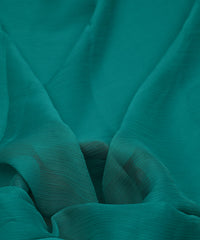 Aqua Blue Plain Dyed Chiffon Fabric with Satin Border