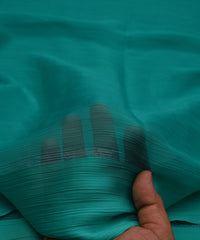 Aqua Blue Plain Dyed Chiffon Fabric with Satin Border