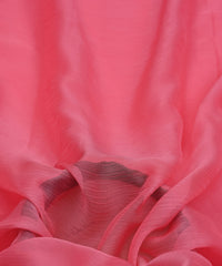Baby Pink Plain Dyed Chiffon Fabric with Satin Border