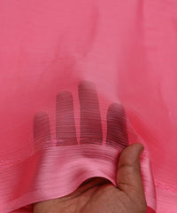 Baby Pink Plain Dyed Chiffon Fabric with Satin Border