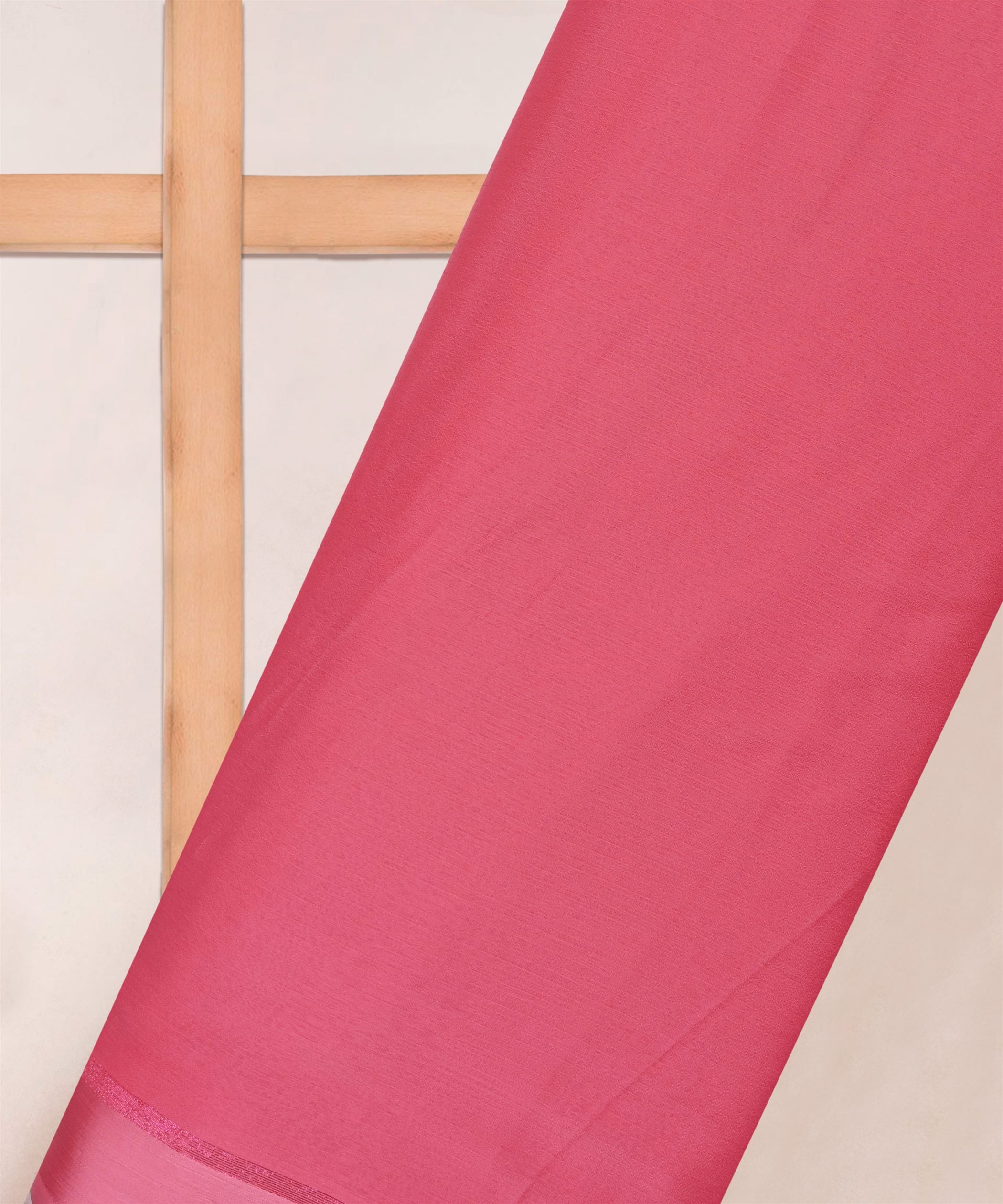 Baby Pink Plain Dyed Chiffon Fabric with Satin Border