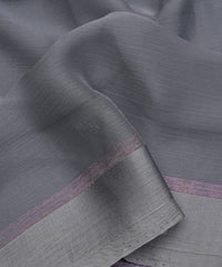Grey Plain Dyed Chiffon Fabric with Satin Border