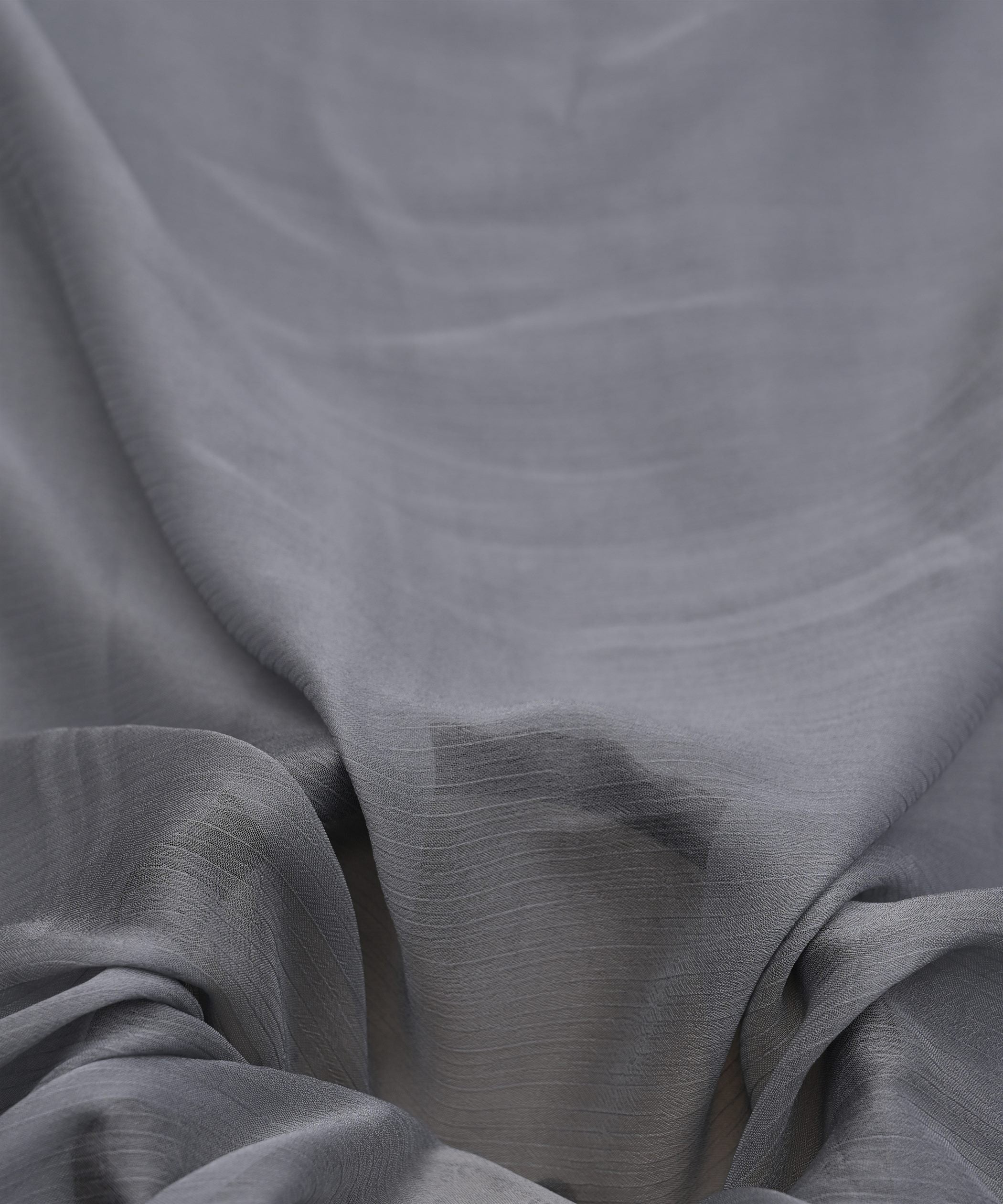Grey Plain Dyed Chiffon Fabric with Satin Border