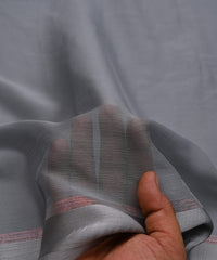 Grey Plain Dyed Chiffon Fabric with Satin Border