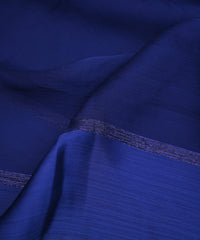 Navy Blue Plain Dyed Chiffon Fabric with Satin Border
