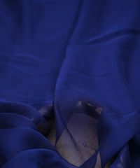 Navy Blue Plain Dyed Chiffon Fabric with Satin Border