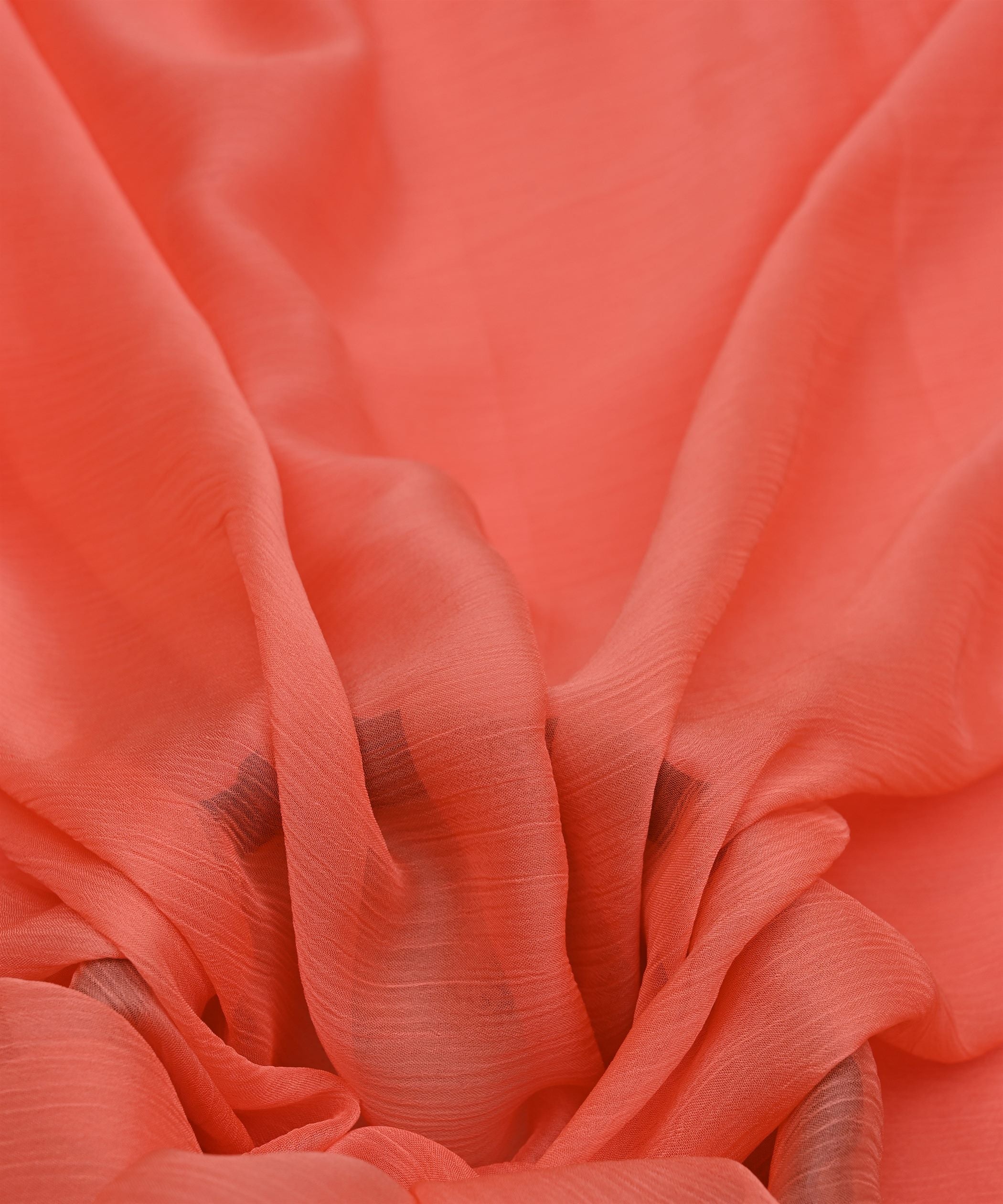 Peach Plain Dyed Chiffon Fabric with Satin Border