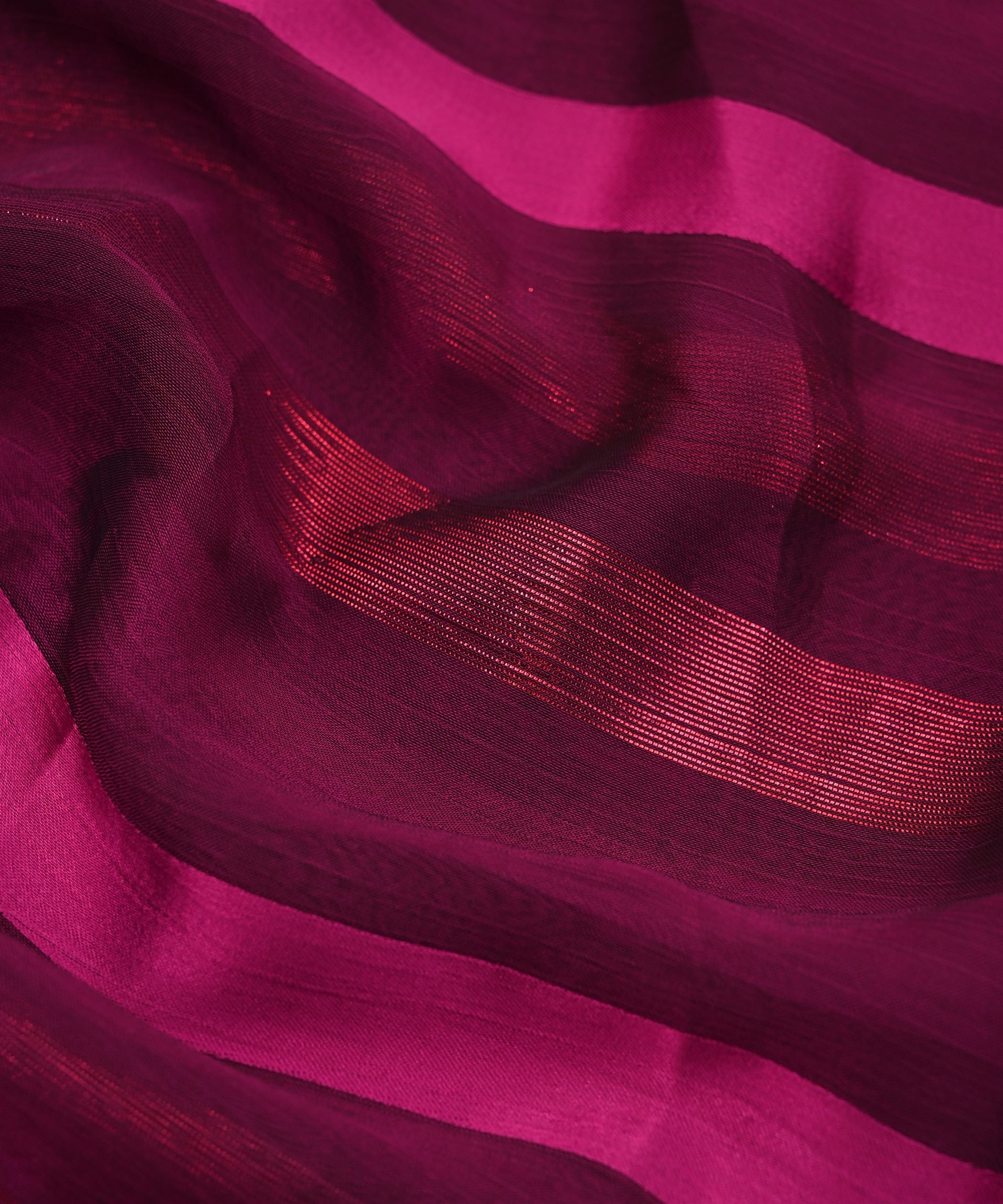 Magenta Chiffon Fabric with Zari and Satin Patta