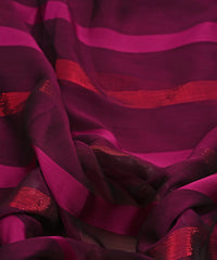 Magenta Chiffon Fabric with Zari and Satin Patta
