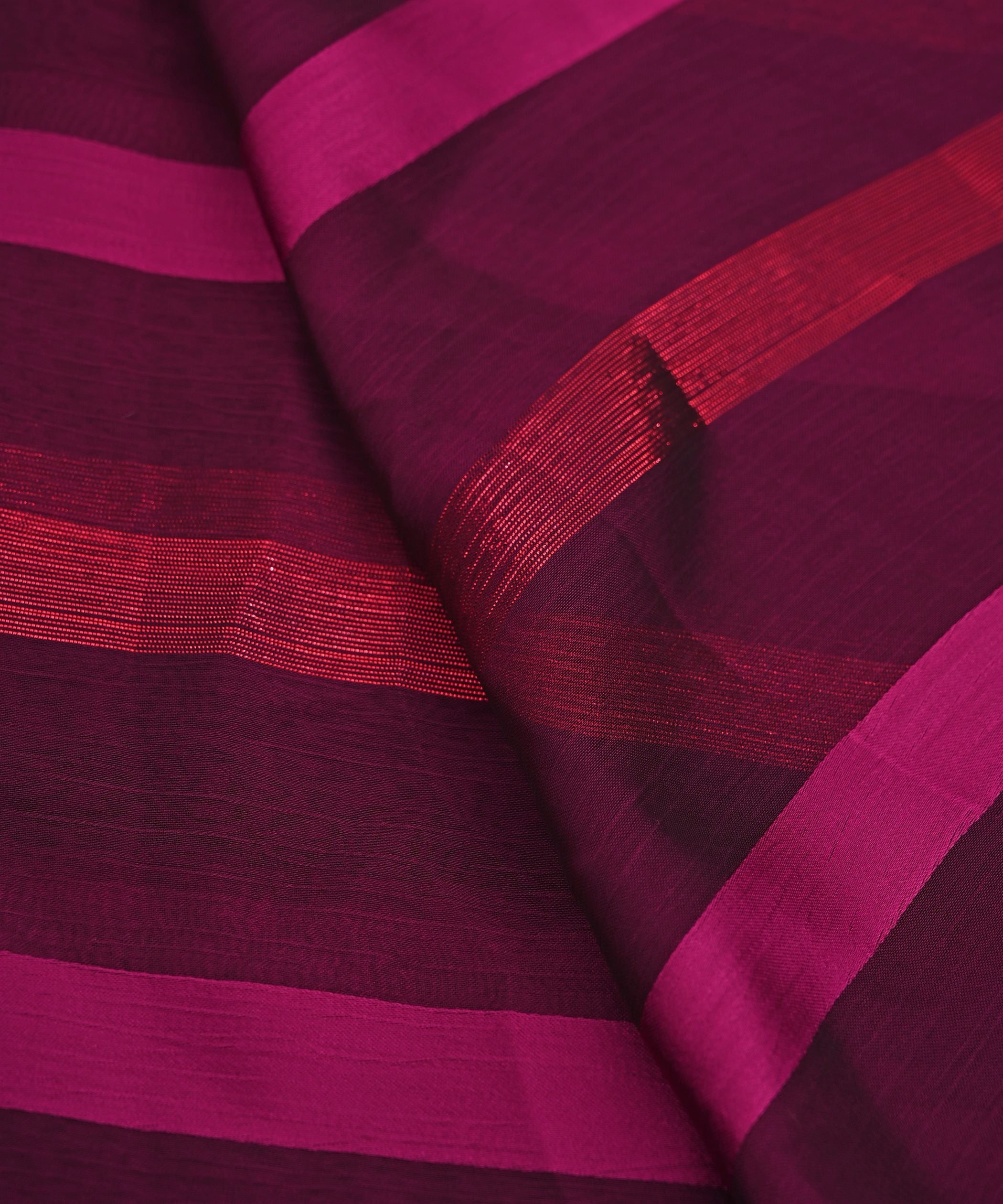 Magenta Chiffon Fabric with Zari and Satin Patta