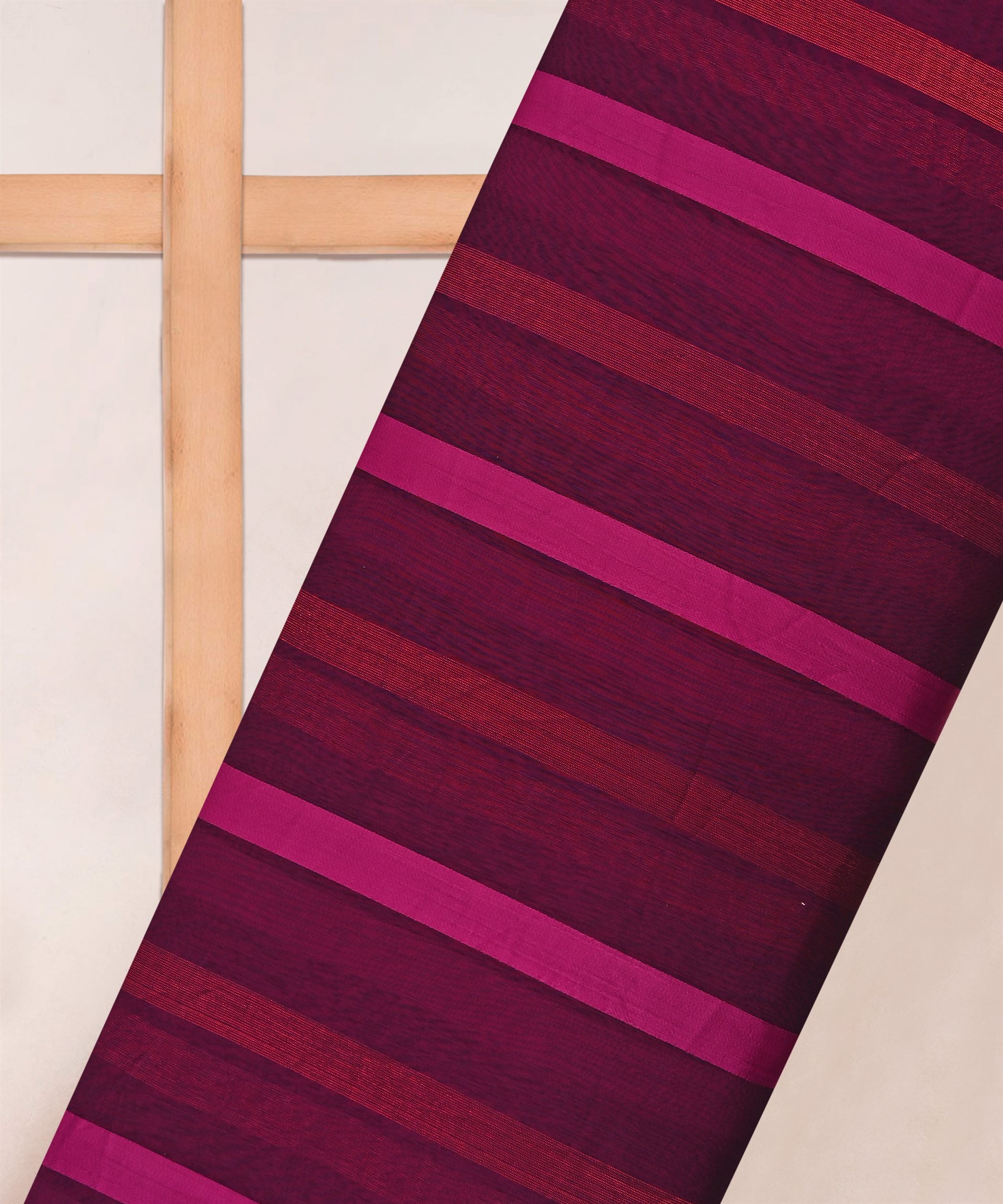 Magenta Chiffon Fabric with Zari and Satin Patta