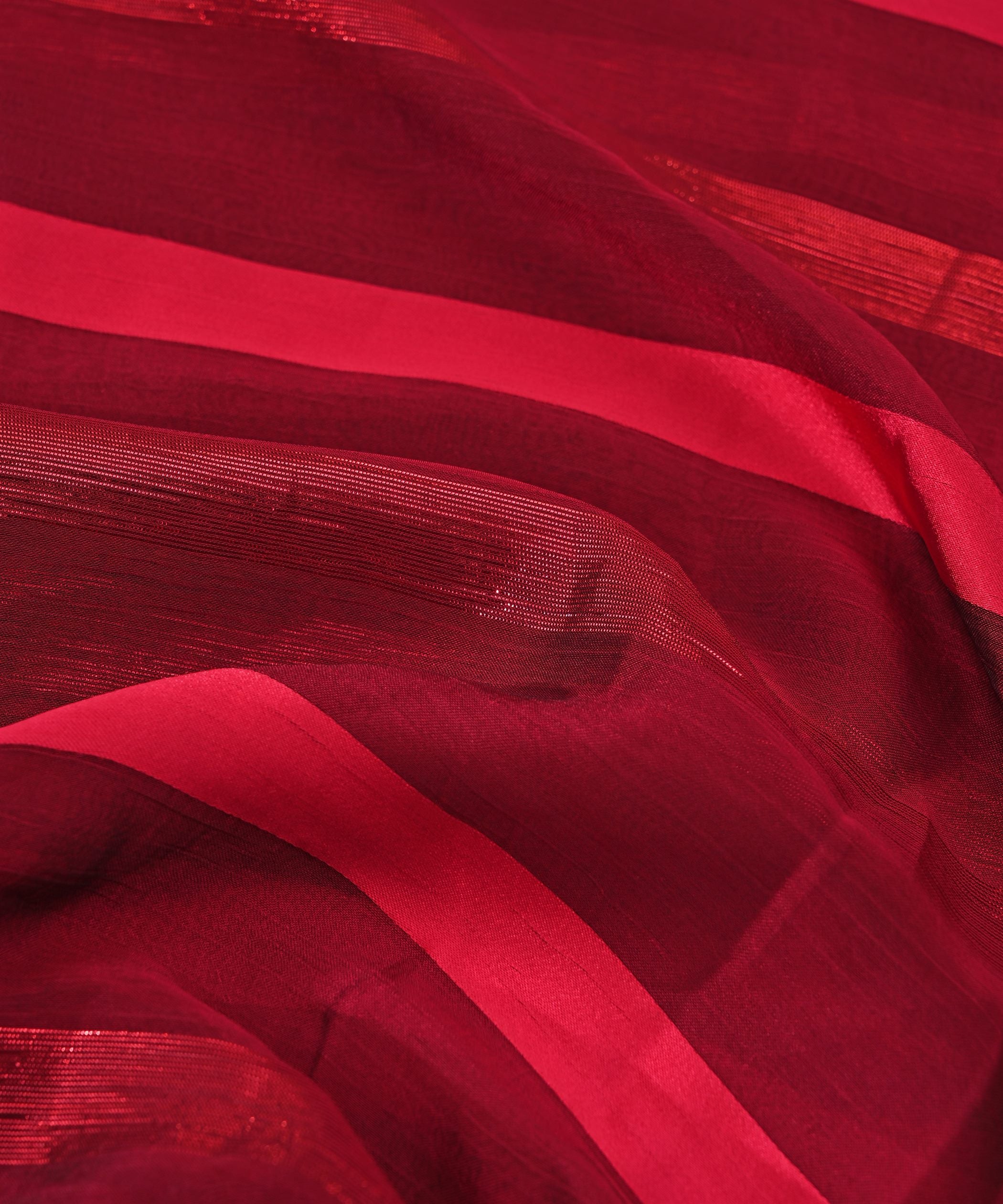 Maroon Chiffon Fabric with Zari and Satin Patta