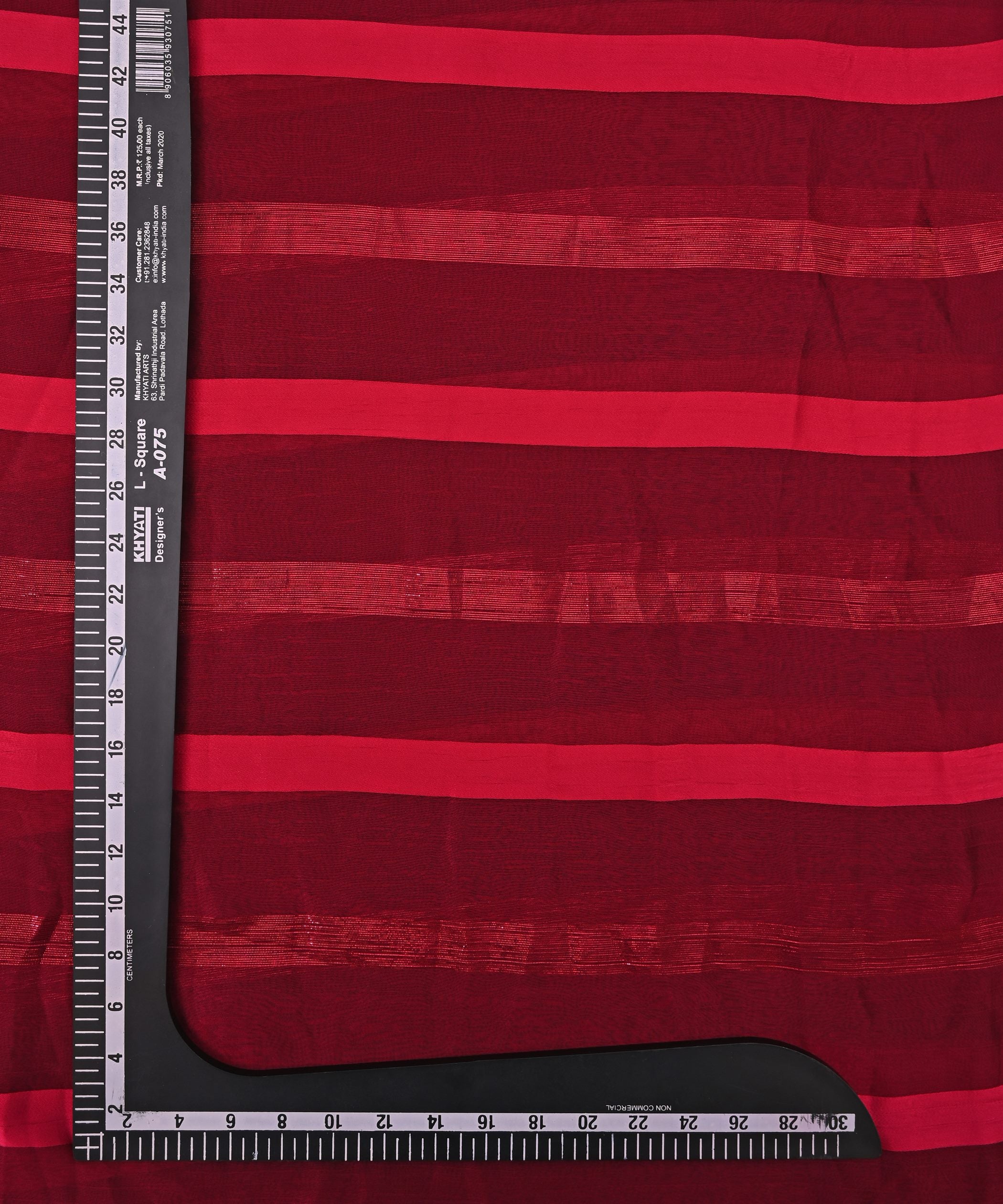 Maroon Chiffon Fabric with Zari and Satin Patta