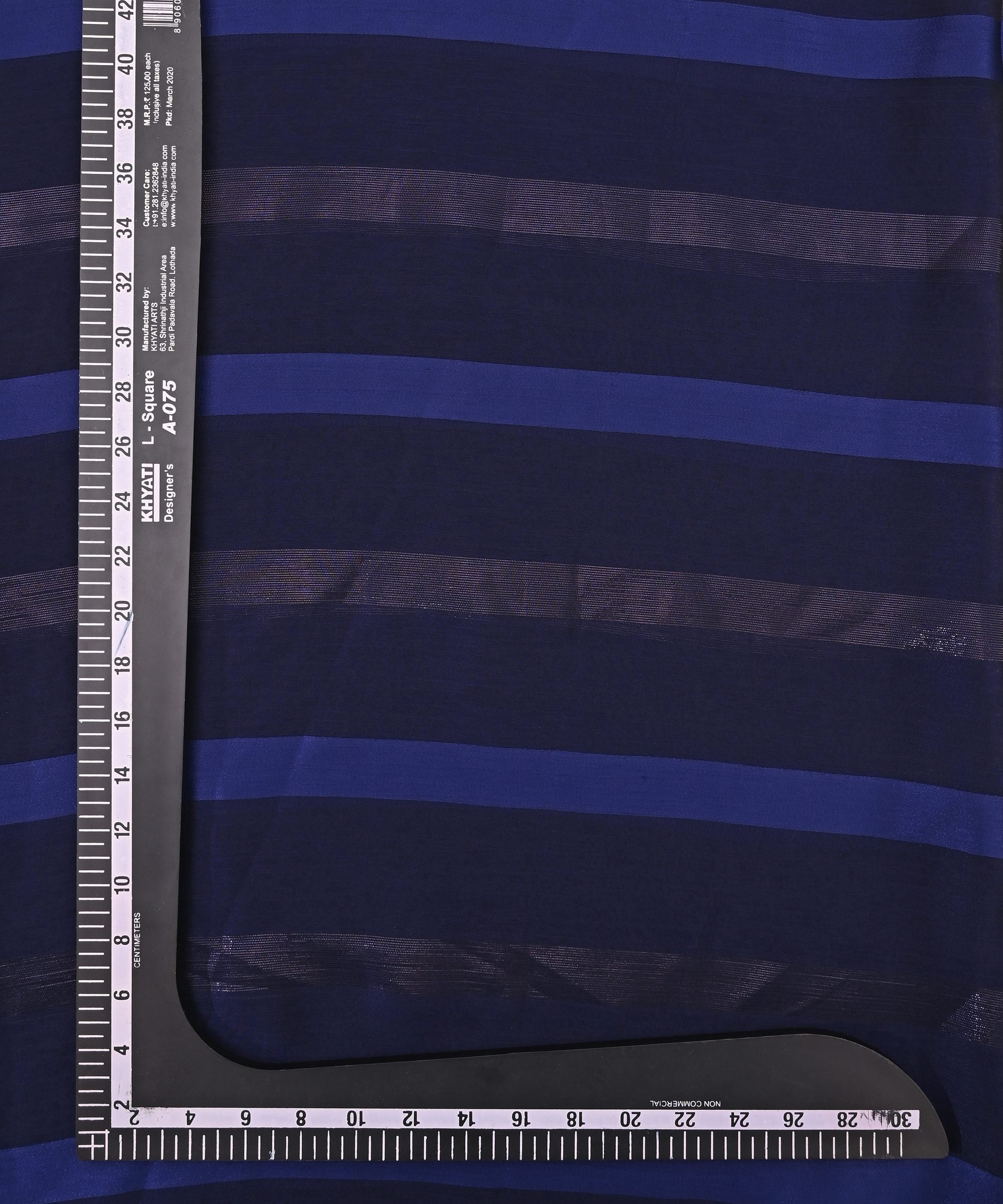 Navy Blue Chiffon Fabric with Zari and Satin Patta