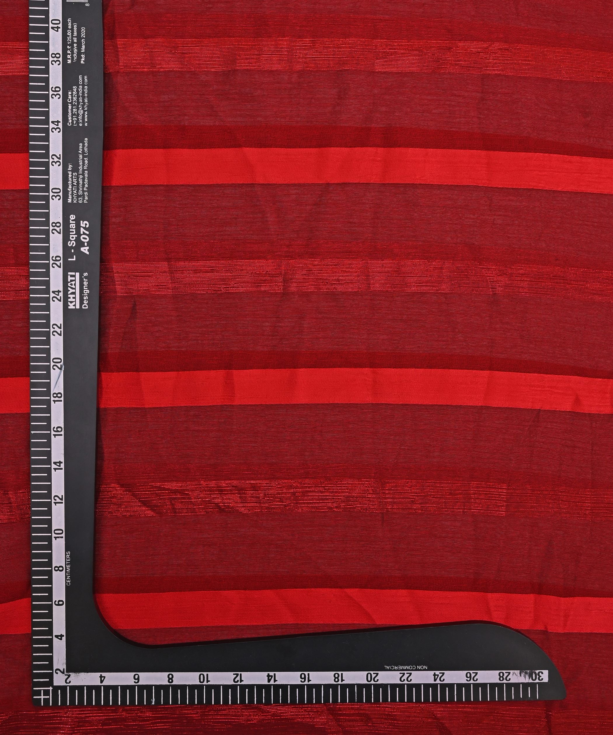 Red Chiffon Fabric with Zari and Satin Patta