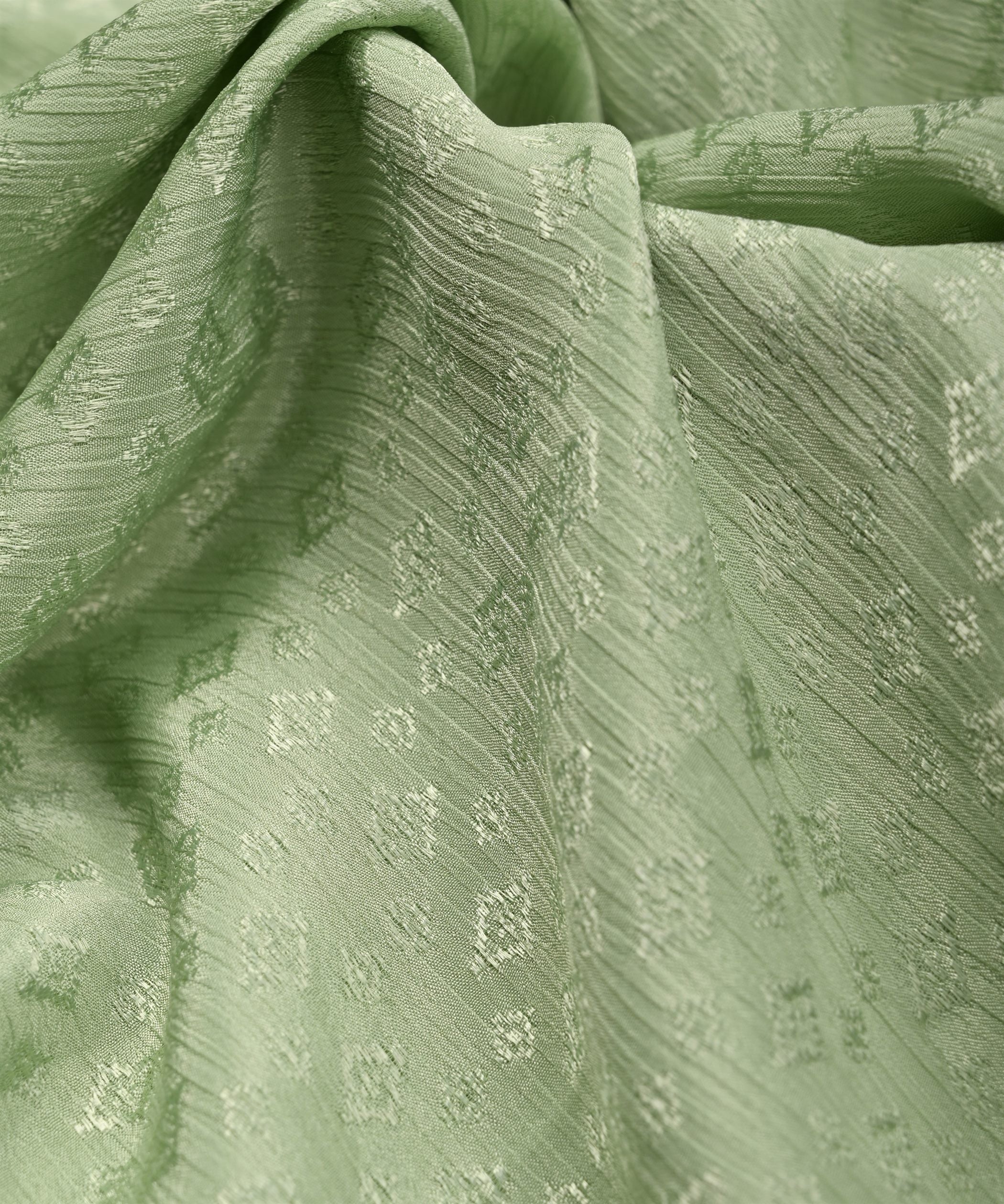 Pista Green Chinnon-Chiffon Fabric with jacquard-1