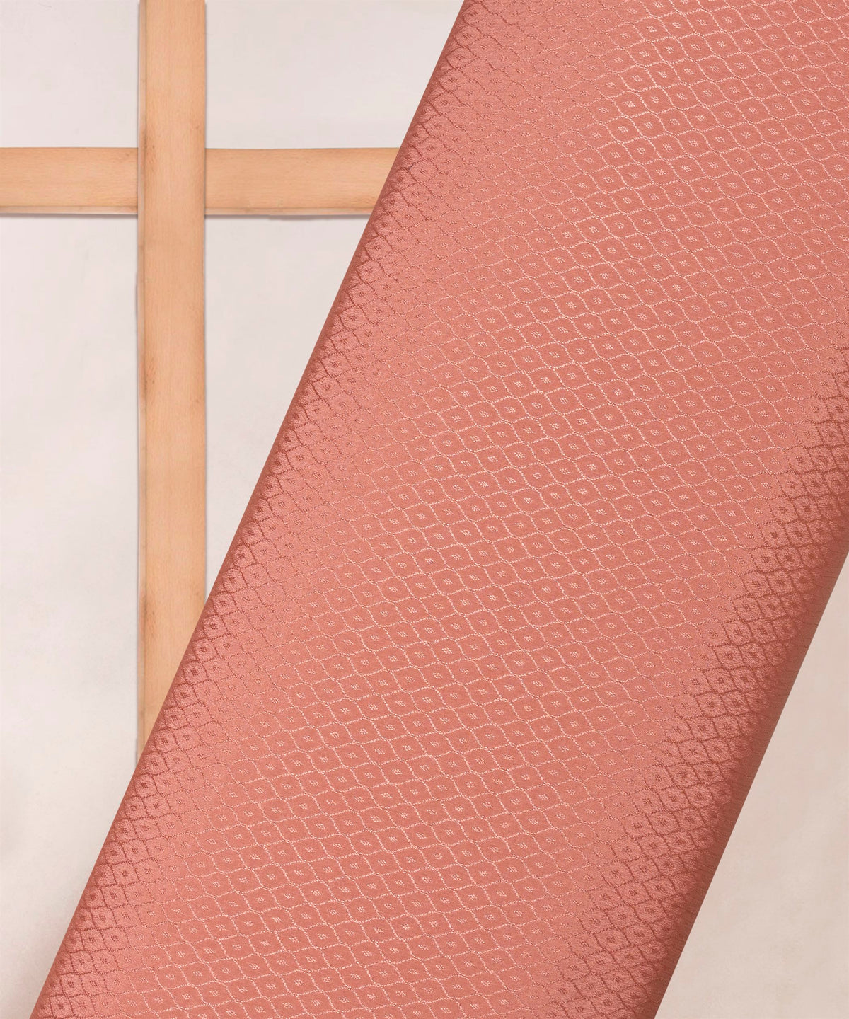 Peach Chinnon-Chiffon Fabric with jacquard-2