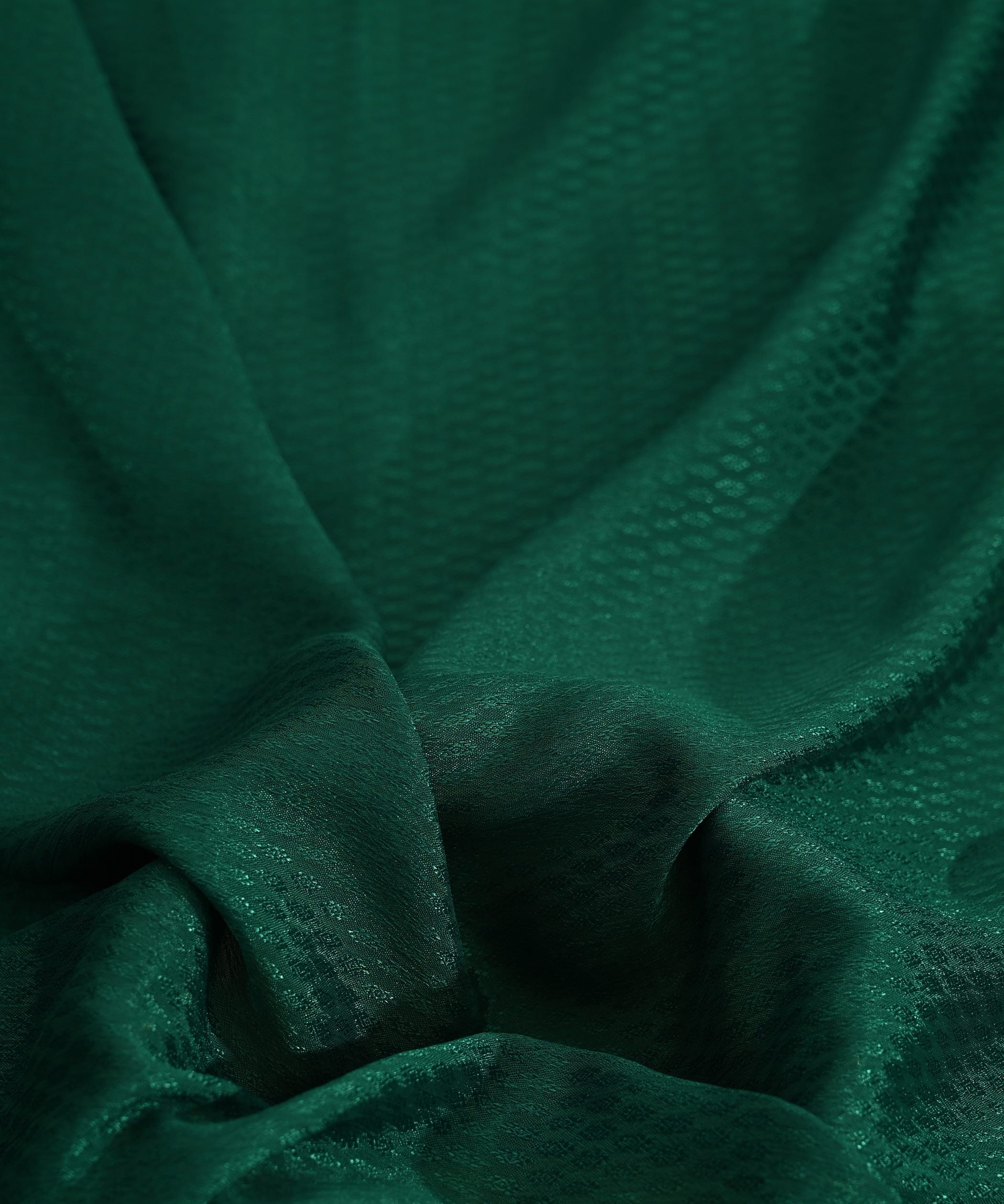 Dark Green Chinnon-Chiffon Fabric with Jacquard-3