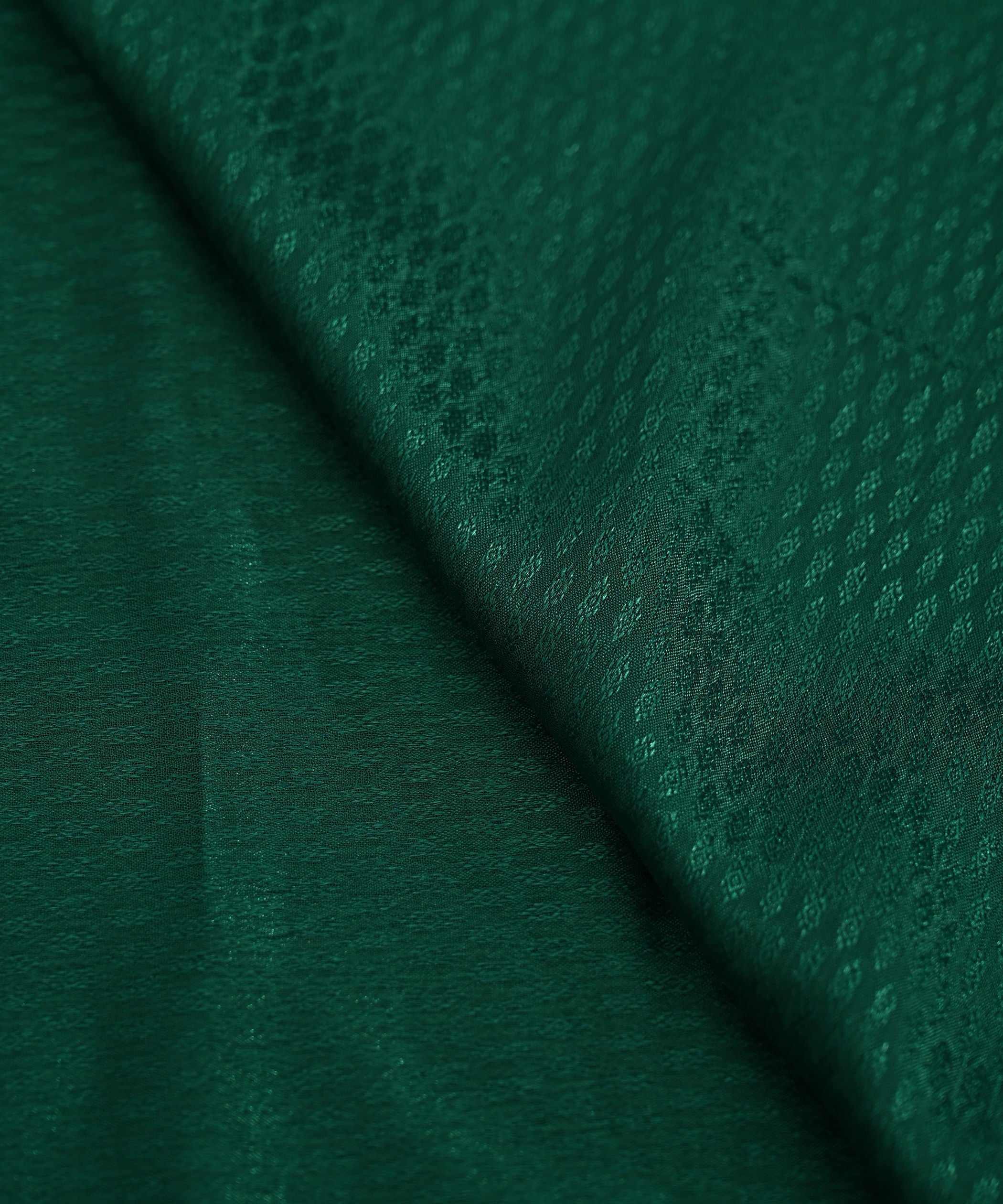 Dark Green Chinnon-Chiffon Fabric with Jacquard-3