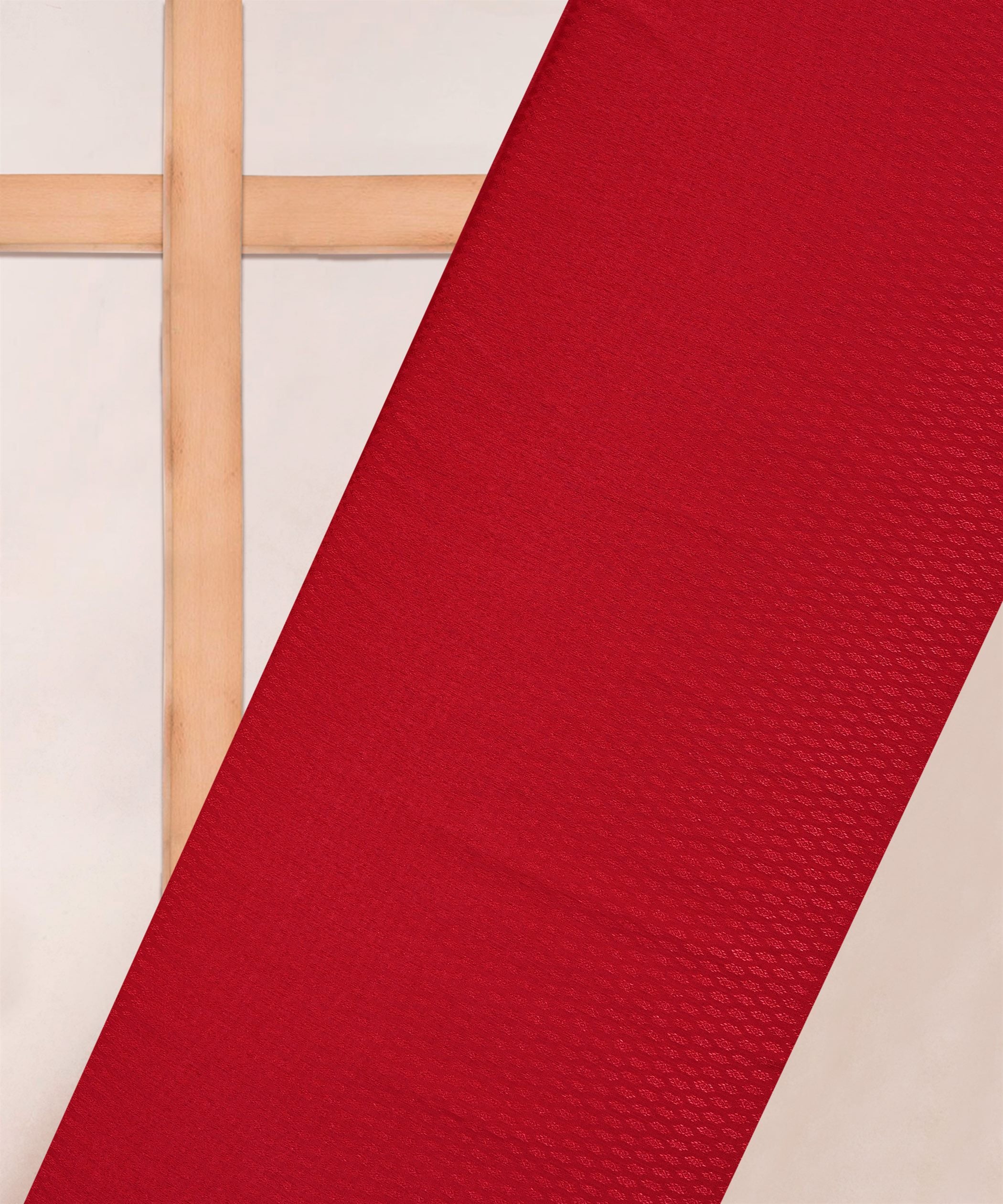 Red Chinnon-Chiffon Fabric with Jacquard-3