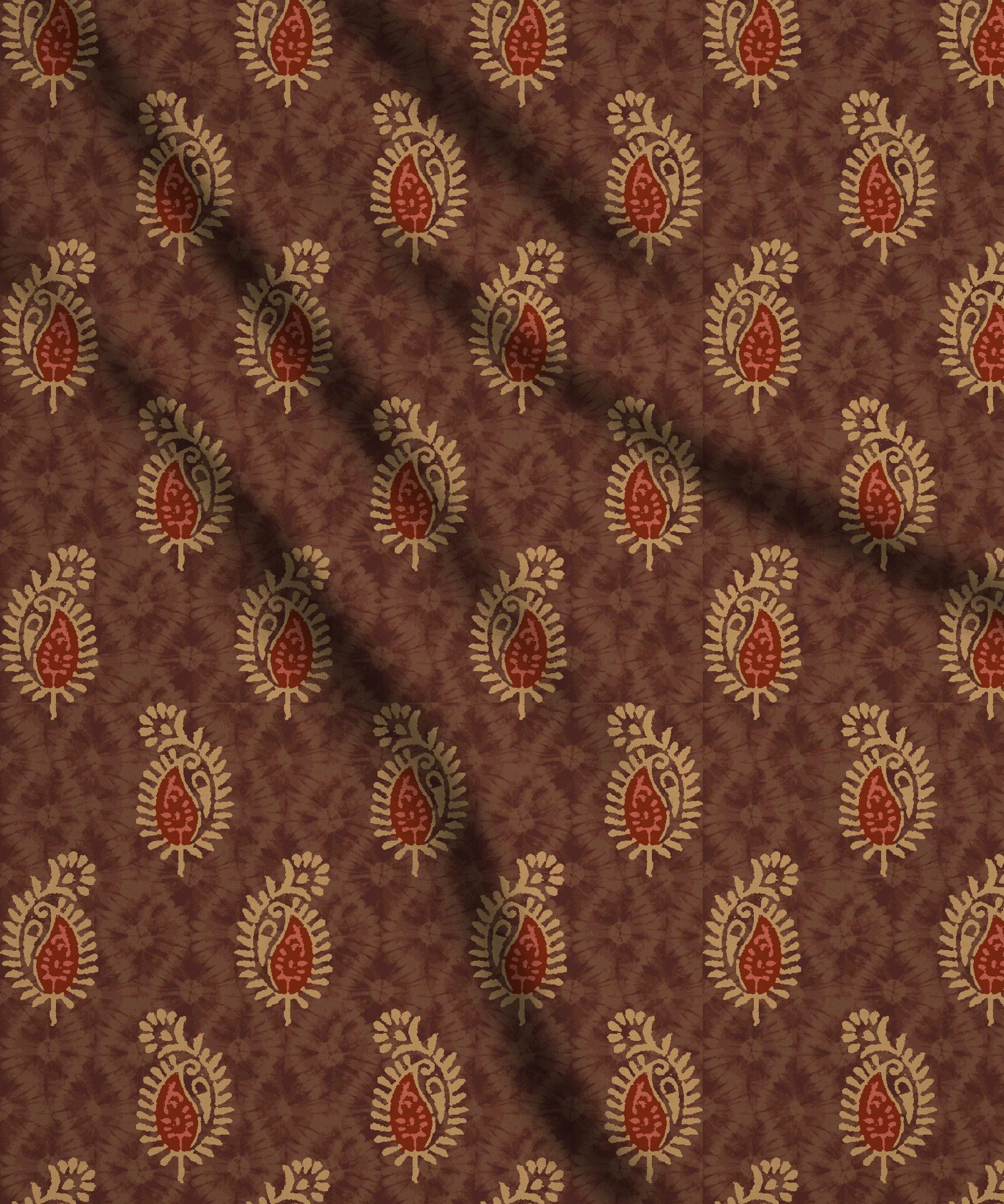 Copper Brown-Shibori with Batik Print