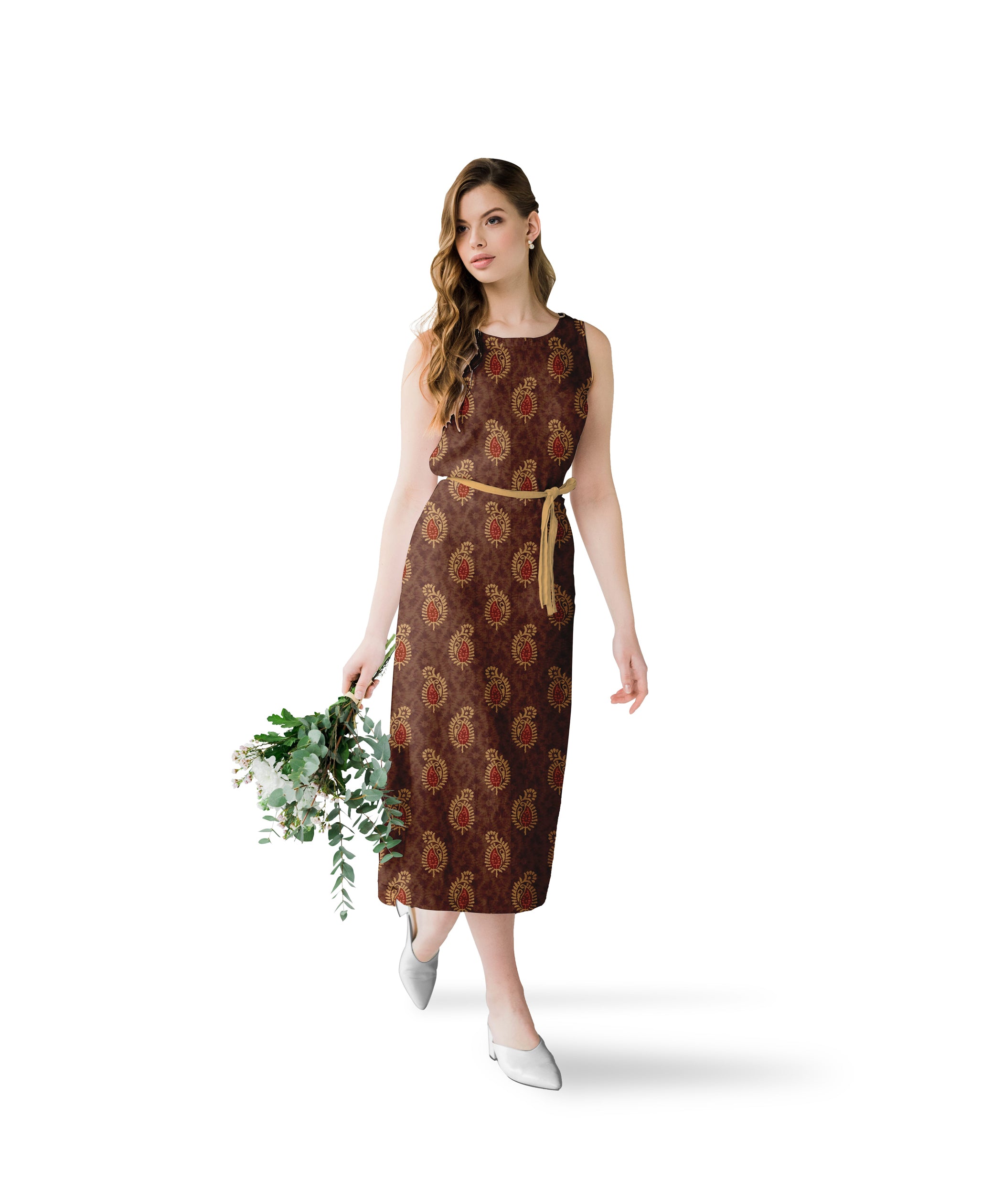 Copper Brown-Shibori with Batik Print