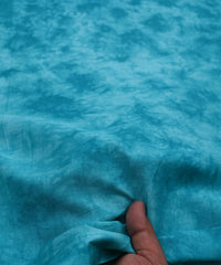 Blue Cotton Satin Fabric with Tie and Dye