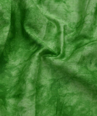 Green Cotton Satin Fabric with Tie and Dye