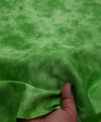 Green Cotton Satin Fabric with Tie and Dye