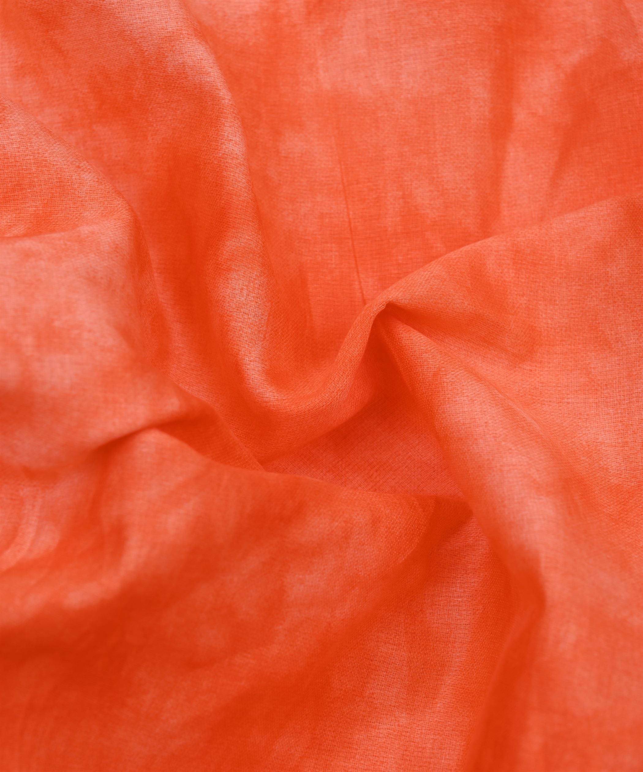 Orange Cotton Satin Fabric with Tie and Dye