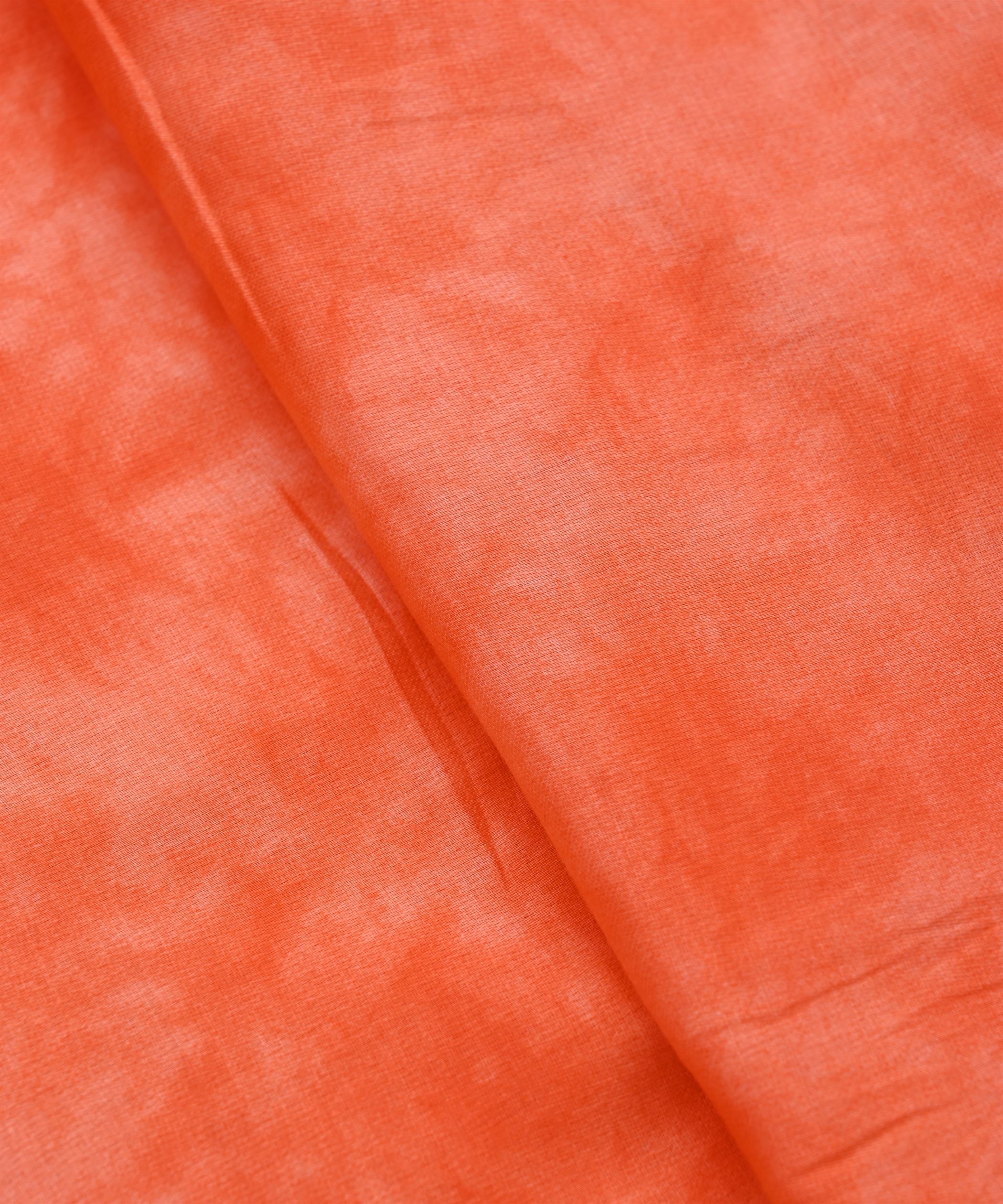 Orange Cotton Satin Fabric with Tie and Dye