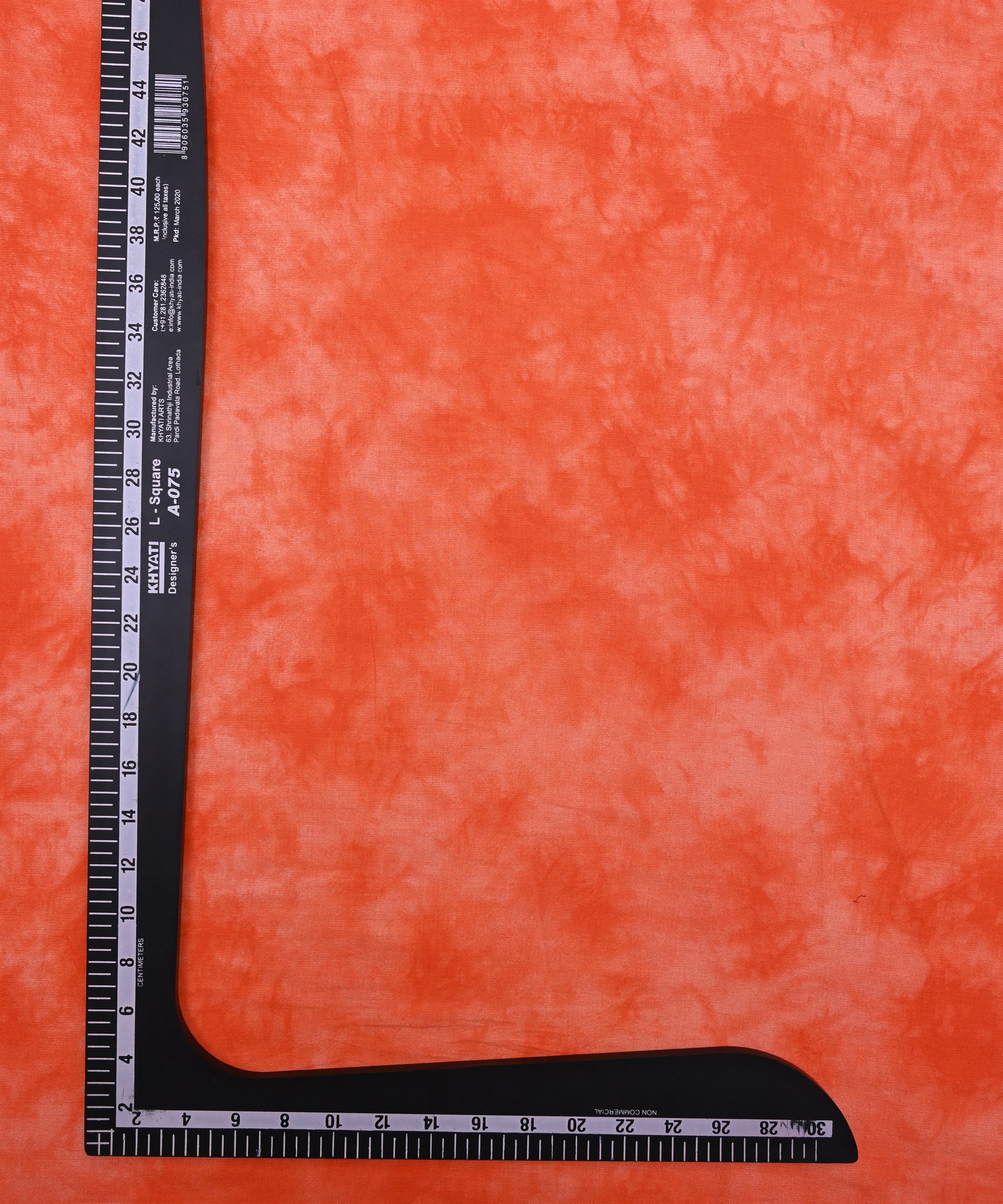 Orange Cotton Satin Fabric with Tie and Dye