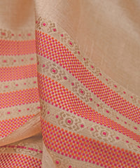 Beige Cotton Linen Fabric with Border(Cut-5.5 mtr)