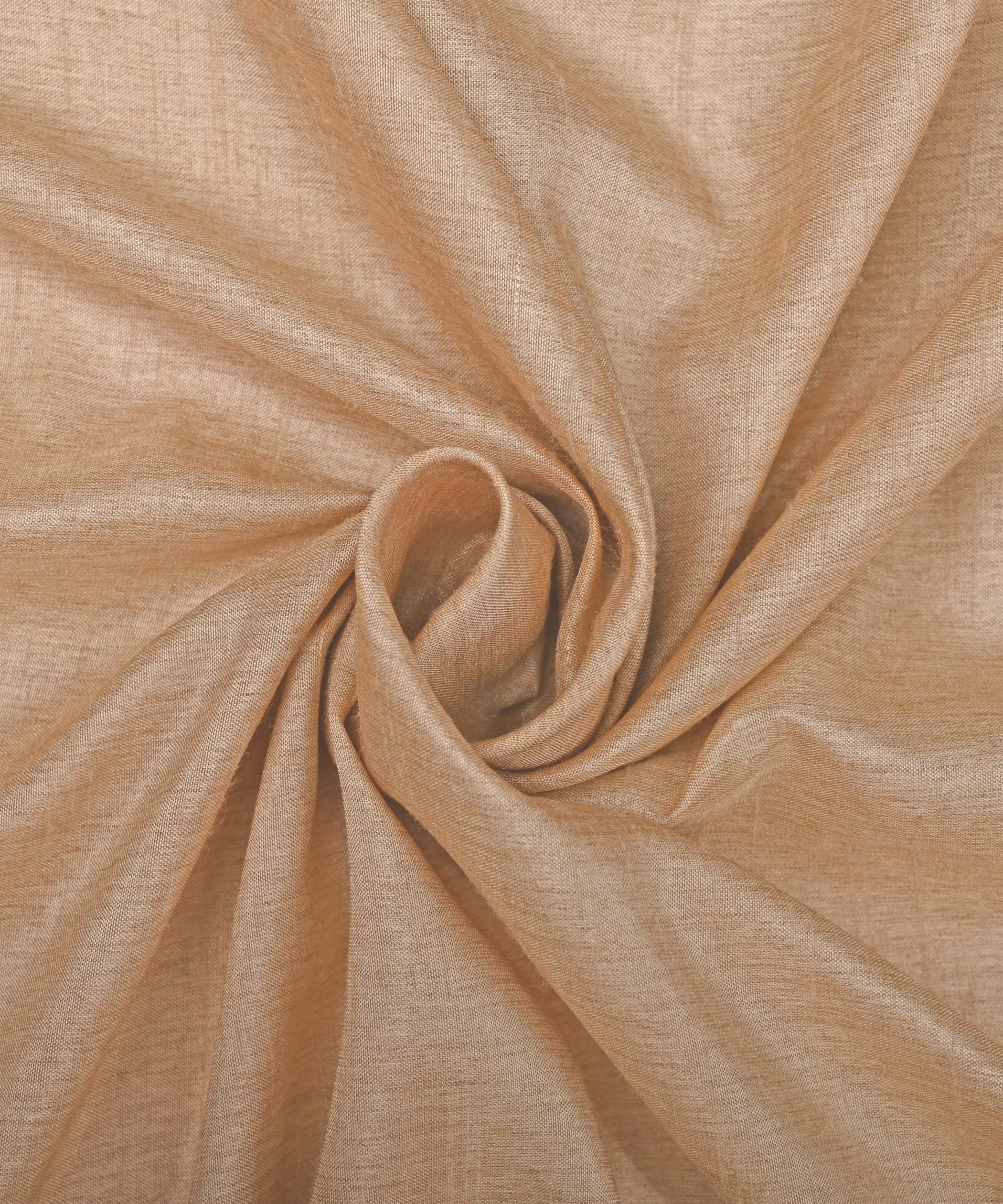 Beige Cotton Linen Fabric with Border(Cut-5.5 mtr)