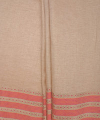 Beige Cotton Linen Fabric with Border(Cut-5.5 mtr)