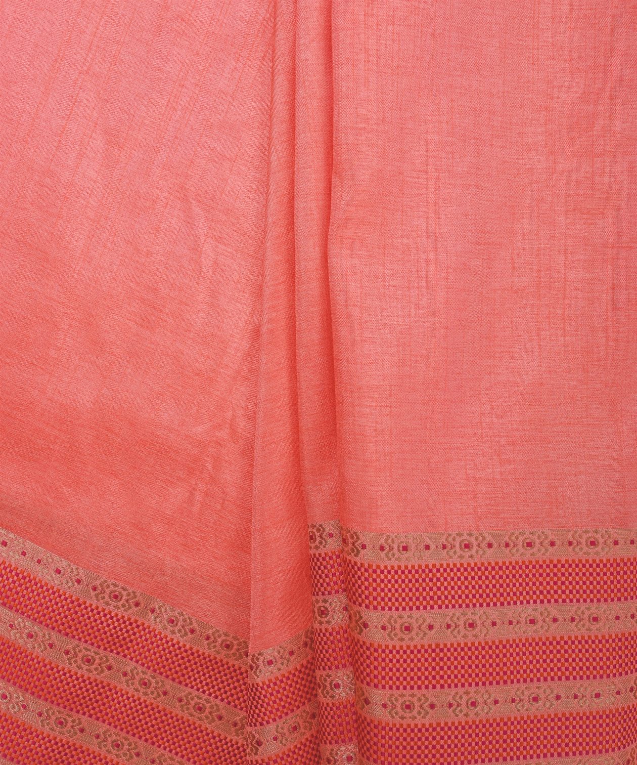 Gajri Cotton Linen Fabric with Border(Cut-5.5 mtr)