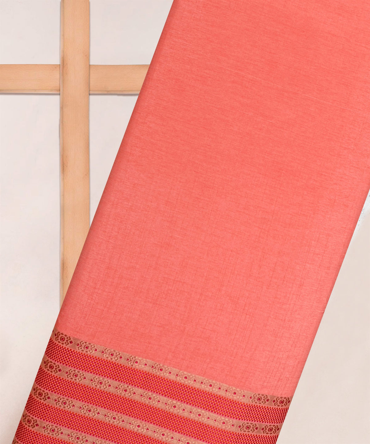 Gajri Cotton Linen Fabric with Border(Cut-5.5 mtr)