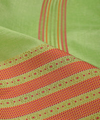 Green Cotton Linen Fabric with Border(Cut-5.5 mtr)