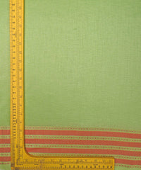 Green Cotton Linen Fabric with Border(Cut-5.5 mtr)