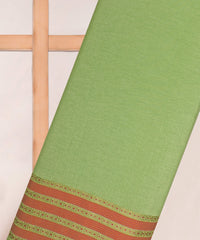 Green Cotton Linen Fabric with Border(Cut-5.5 mtr)