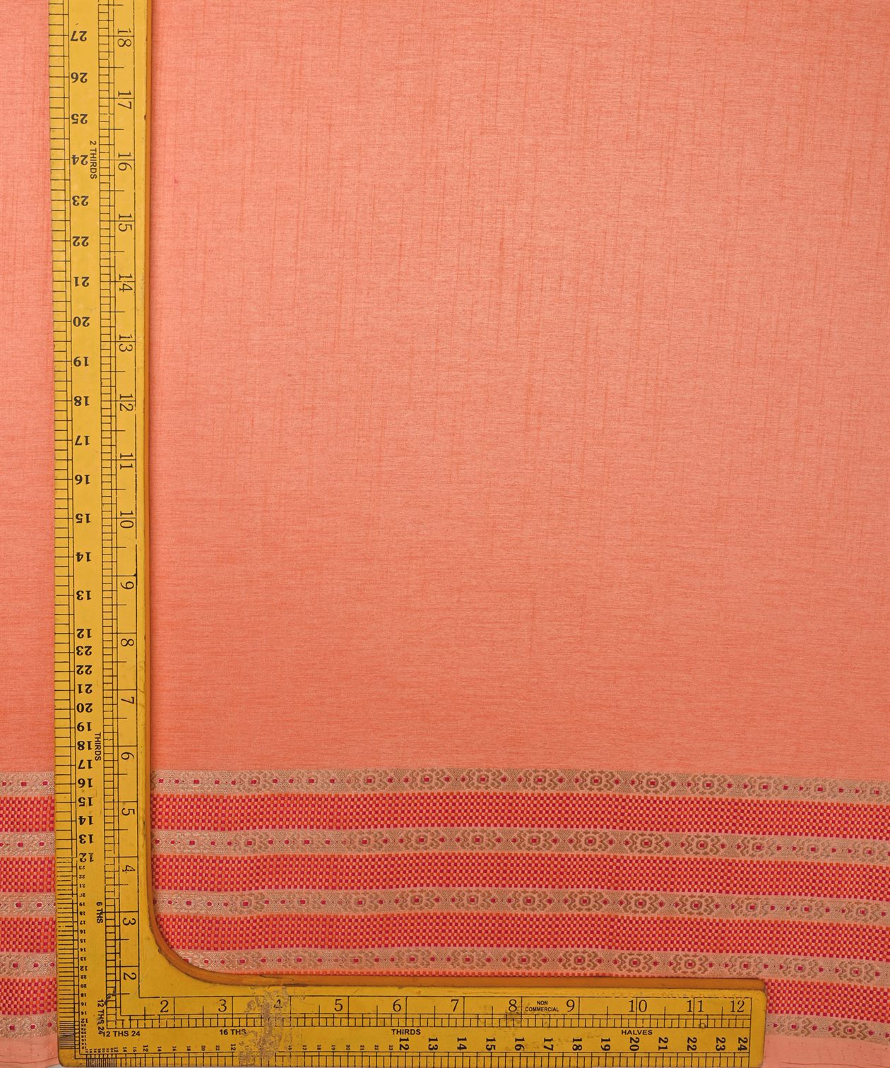 Peach Cotton Linen Fabric with Border(Cut-5.5 mtr)