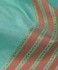Aqua Green Cotton Linen Fabric with Border(Cut-5.5 mtr)