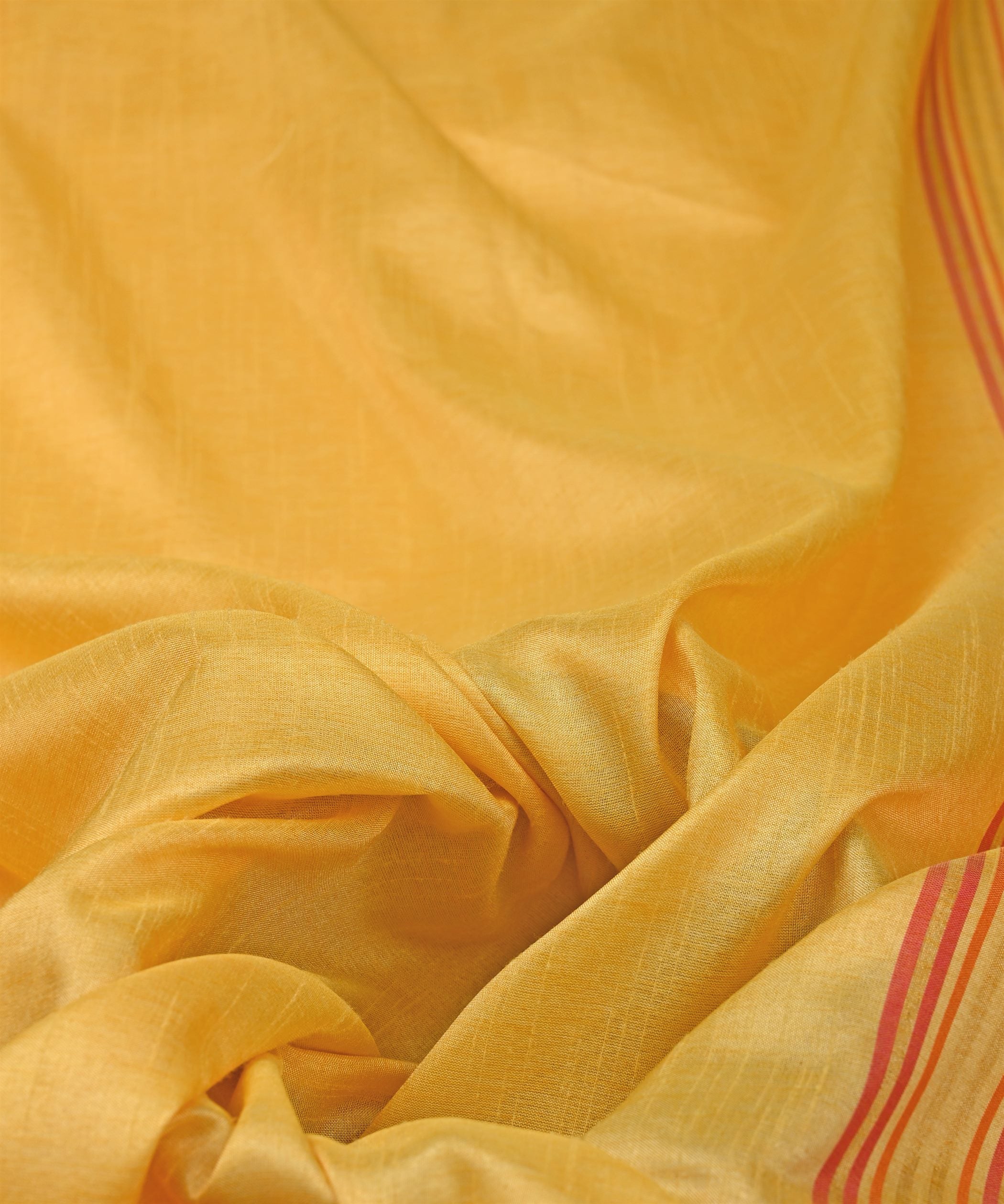 Yellow Cotton Linen Fabric with Border(Cut-5.5 mtr)