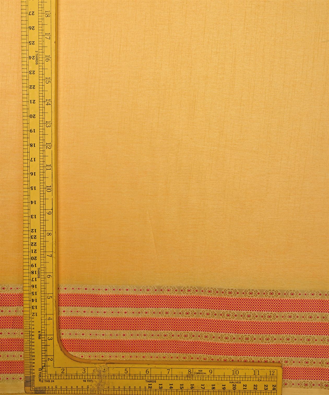 Yellow Cotton Linen Fabric with Border(Cut-5.5 mtr)