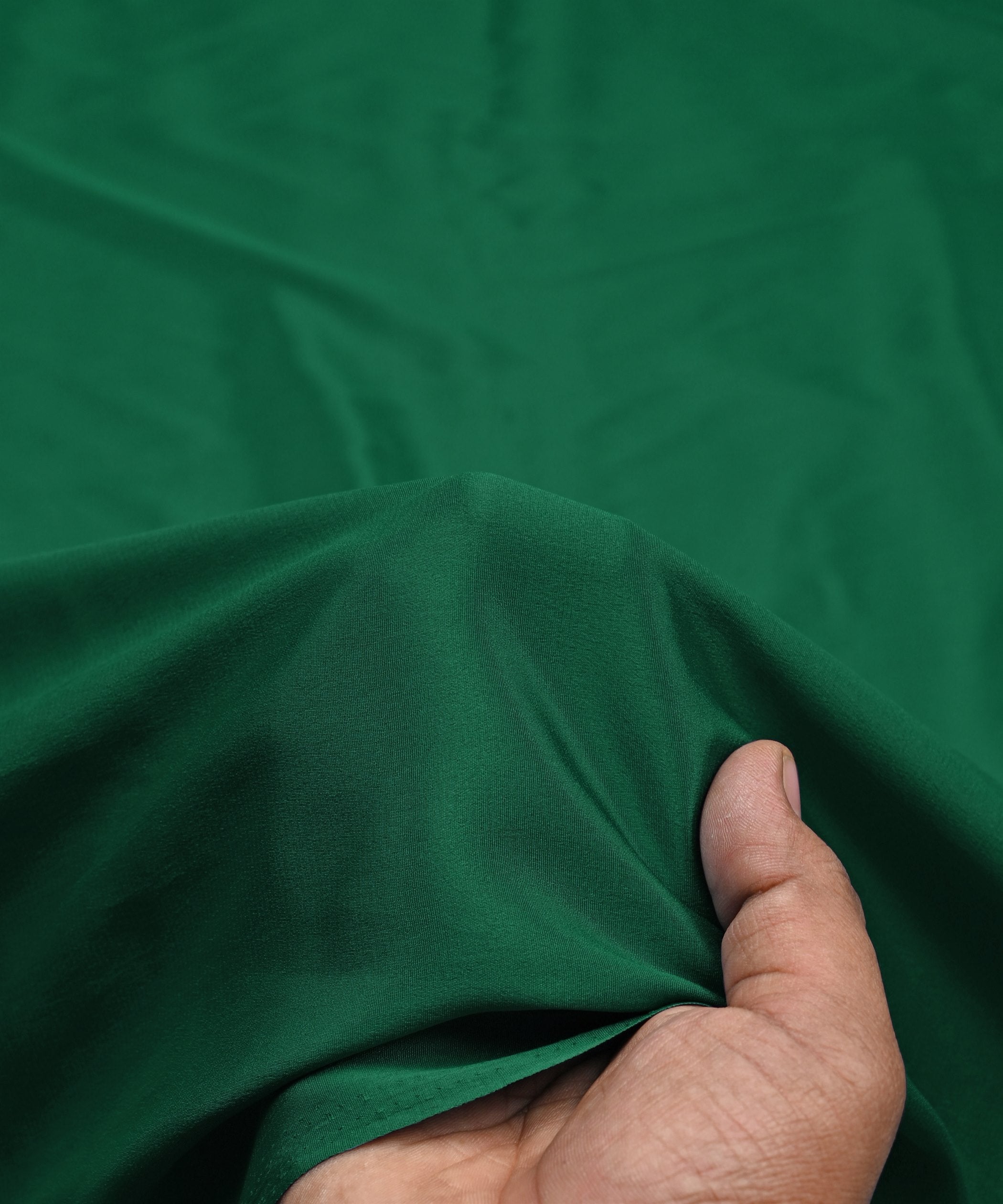 Dark Green Plain Dyed Crepe Fabric