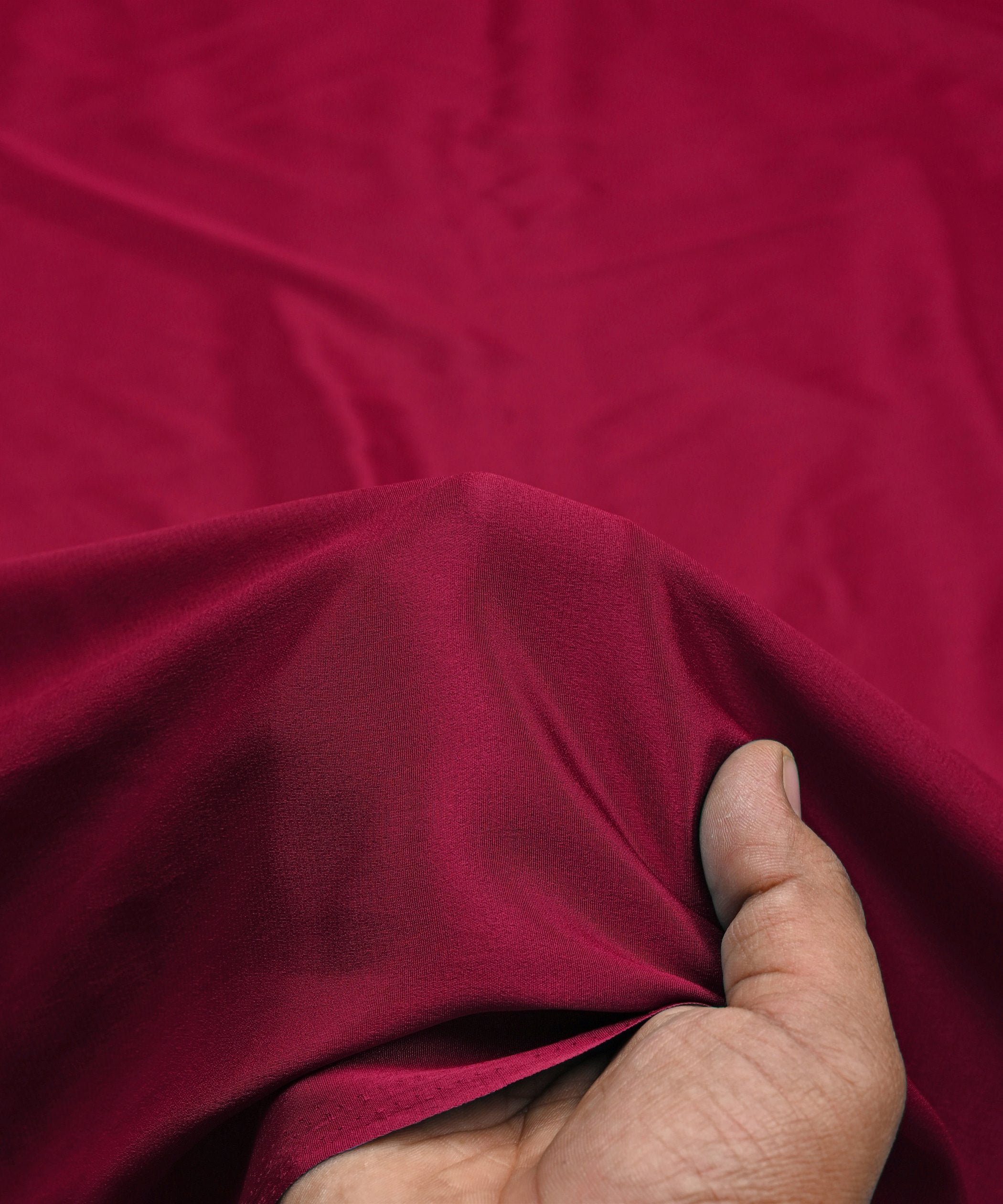 Dark Maroon Plain Dyed Crepe Fabric