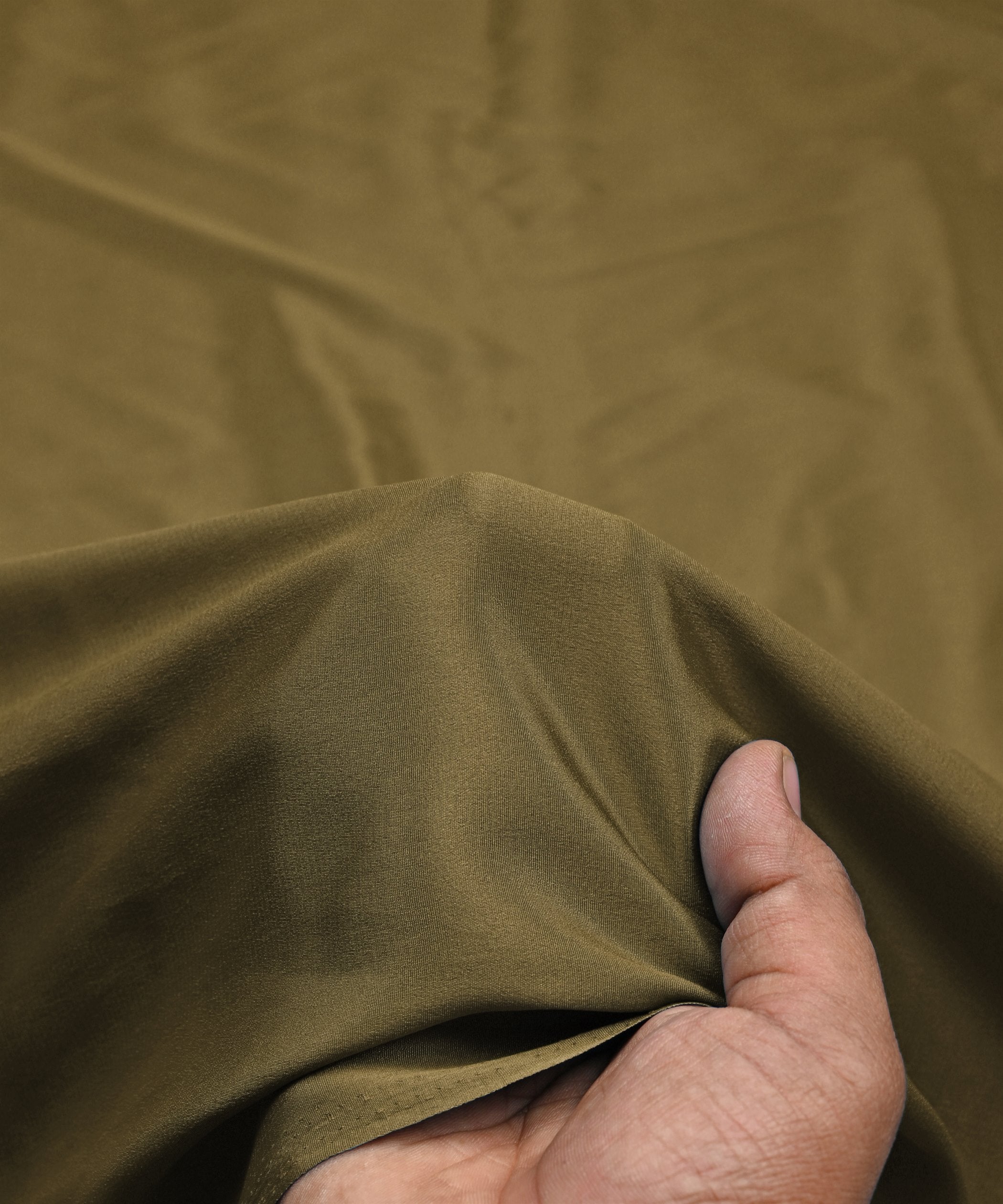 Dark Olive Green Plain Dyed Crepe Fabric