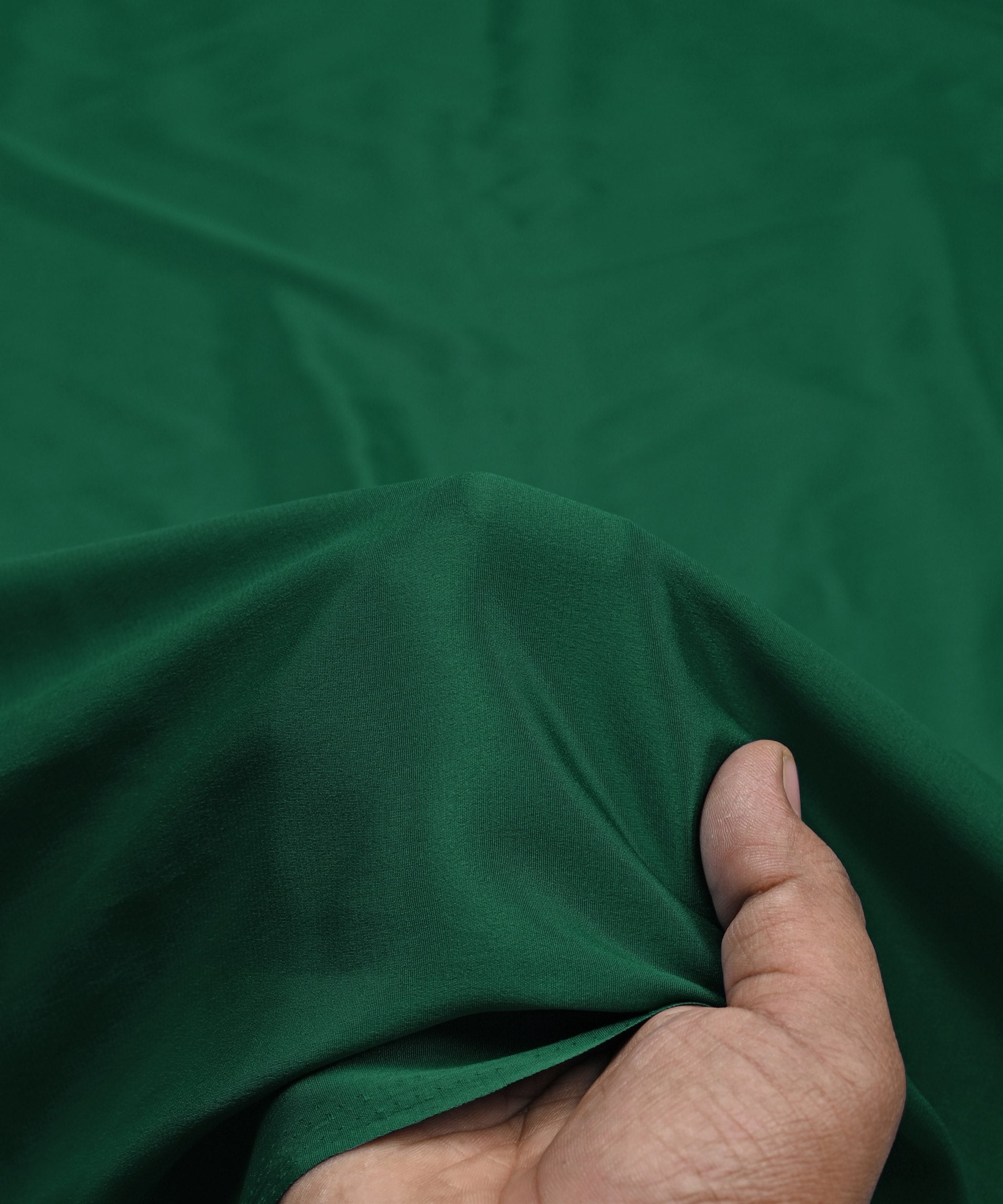 Green Plain Dyed Crepe Fabric