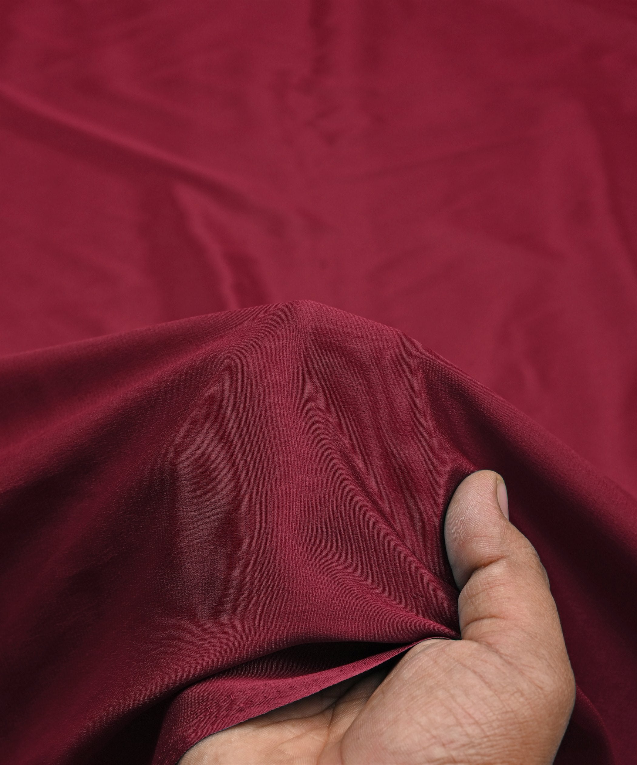 Maroon Plain Dyed Crepe Fabric